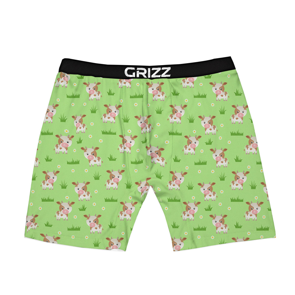 Cow And Green Grass Print Pattern Boxer Briefs-grizzshop