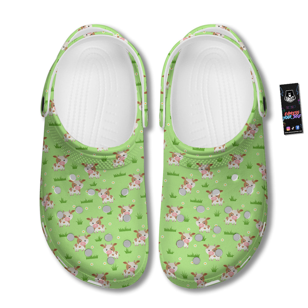 Cow And Green Grass Print Pattern Clog-grizzshop
