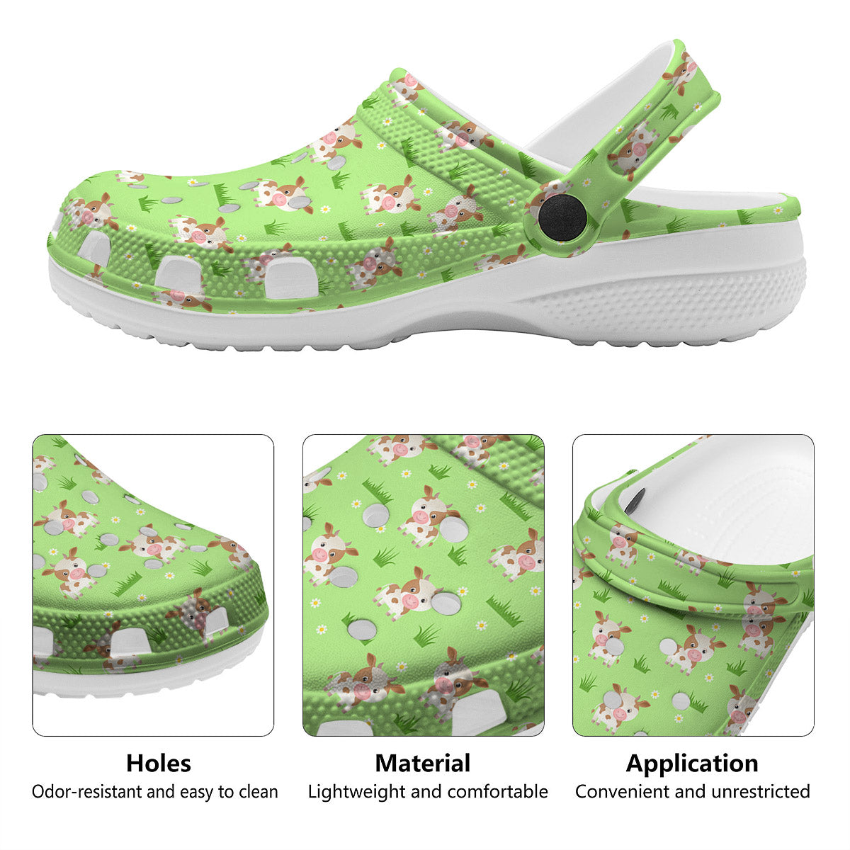 Cow And Green Grass Print Pattern Clog-grizzshop