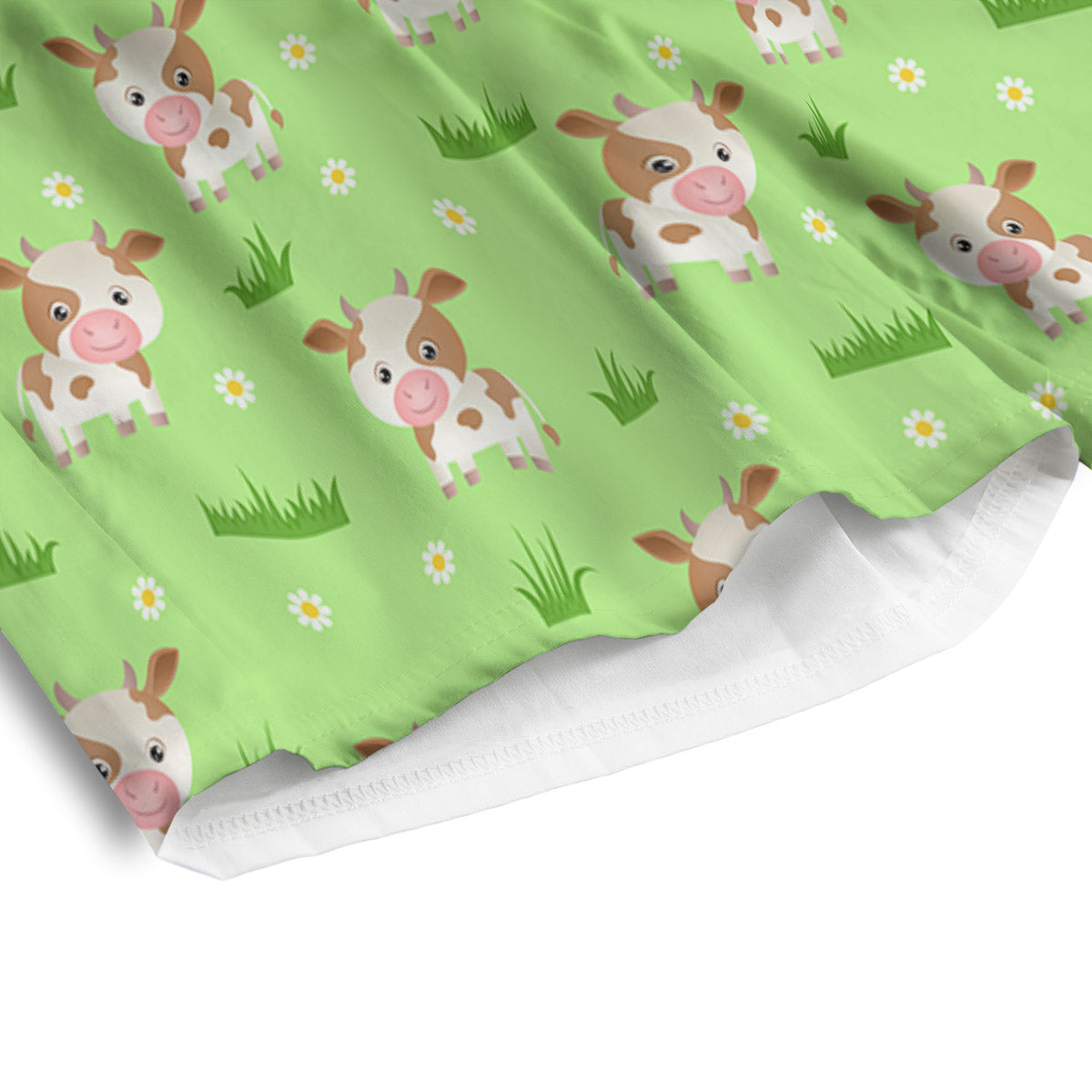 Cow And Green Grass Print Pattern Men's Athletic Shorts