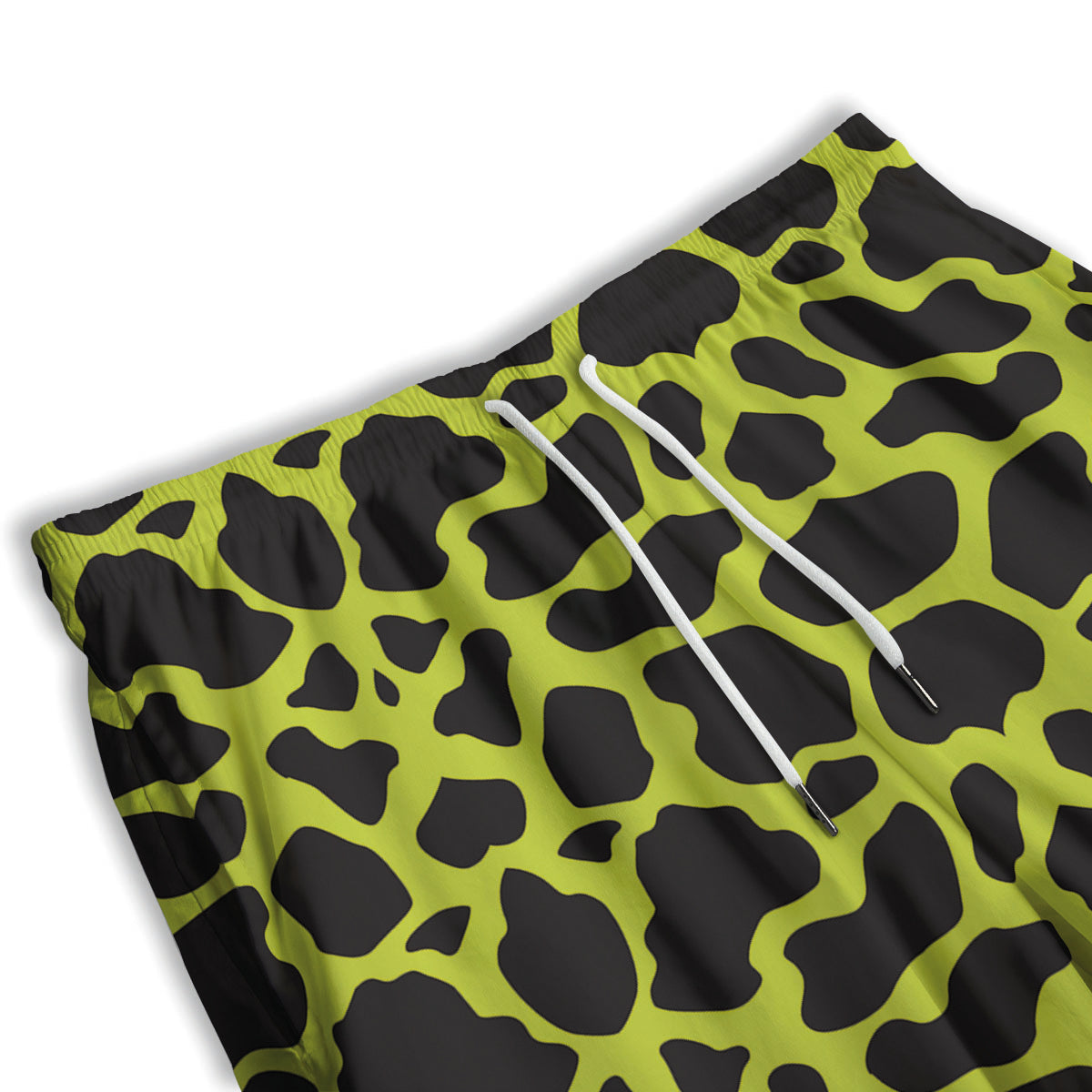 Cow Black And Lime Green Print Pattern Men's Athletic Shorts