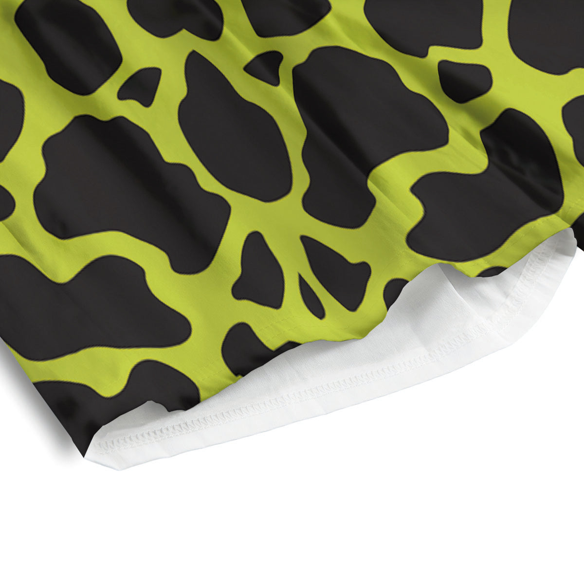 Cow Black And Lime Green Print Pattern Men's Athletic Shorts