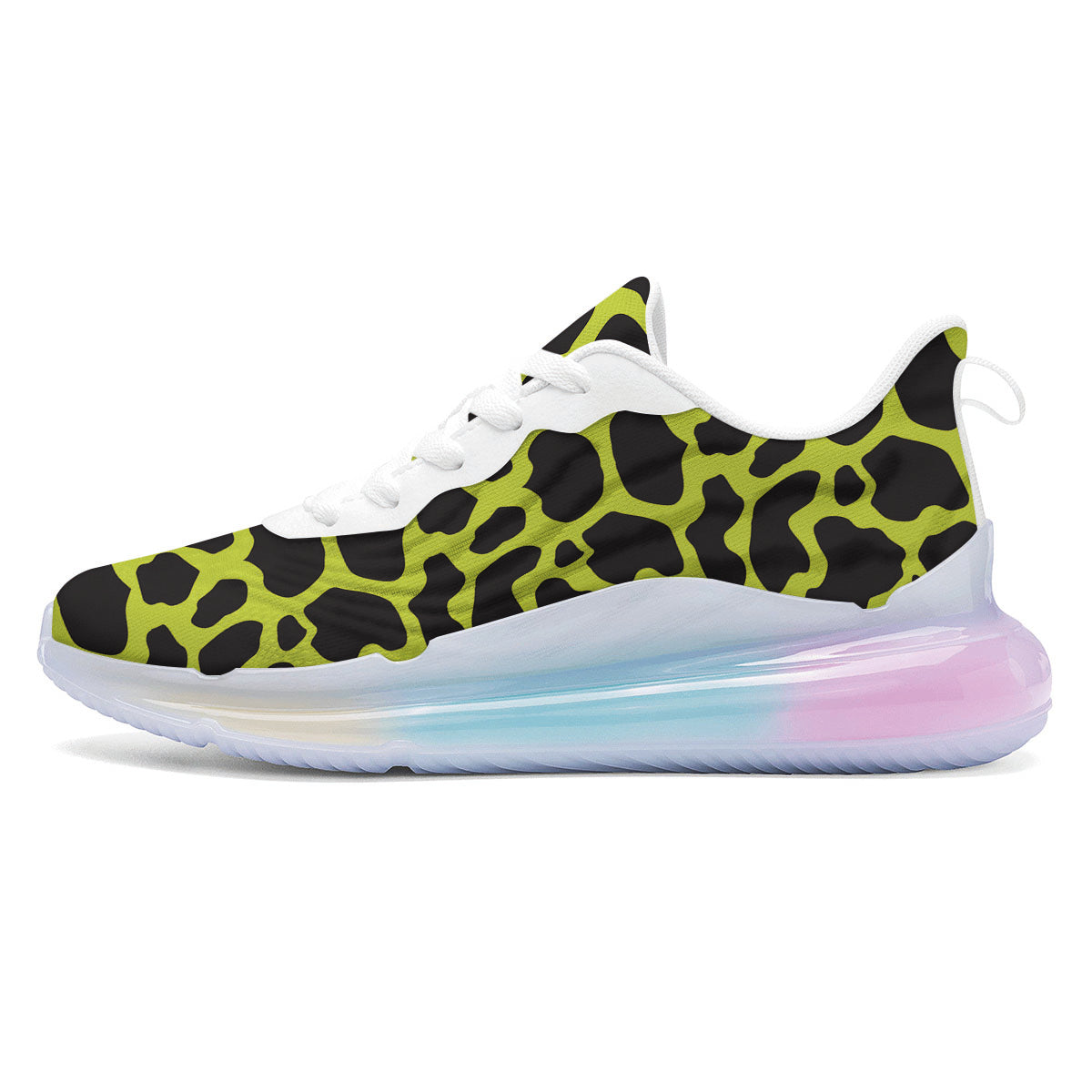 Cow Black And Lime Green Print Pattern Running Sneakers-grizzshop