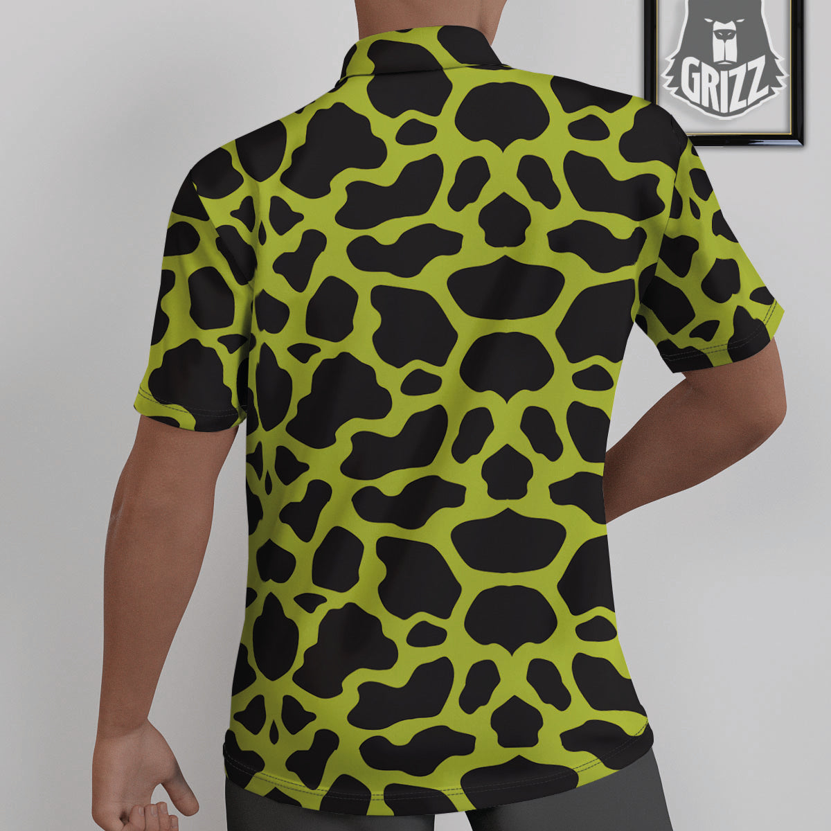 Cow Black And Lime Green Print Pattern Untucked Shirts-grizzshop