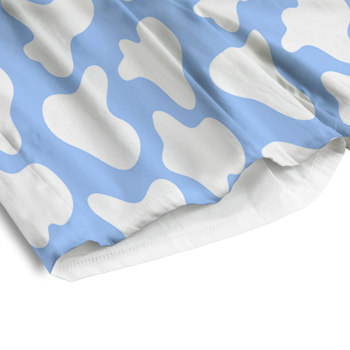 Cow Blue And White Print Pattern Men's Athletic Shorts