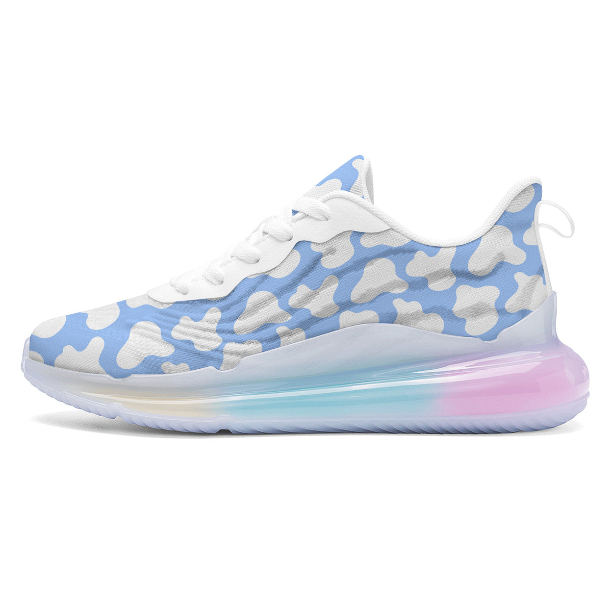 Cow Blue And White Print Pattern Running Sneakers-grizzshop