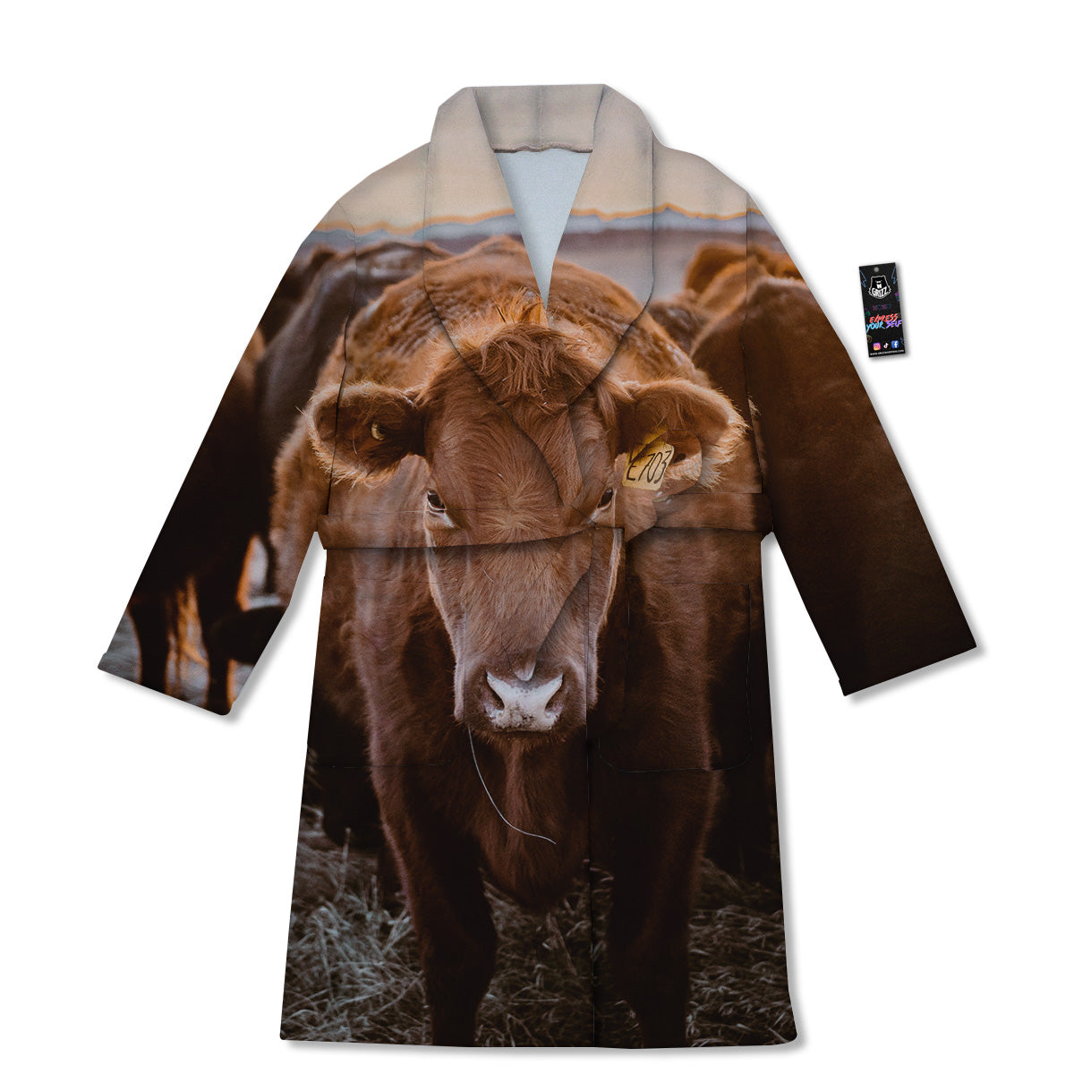 Cow Brown Print Bathrobe-grizzshop