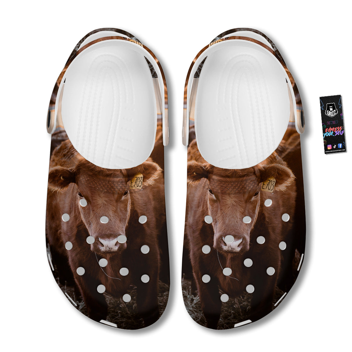 Cow Brown Print Clog-grizzshop