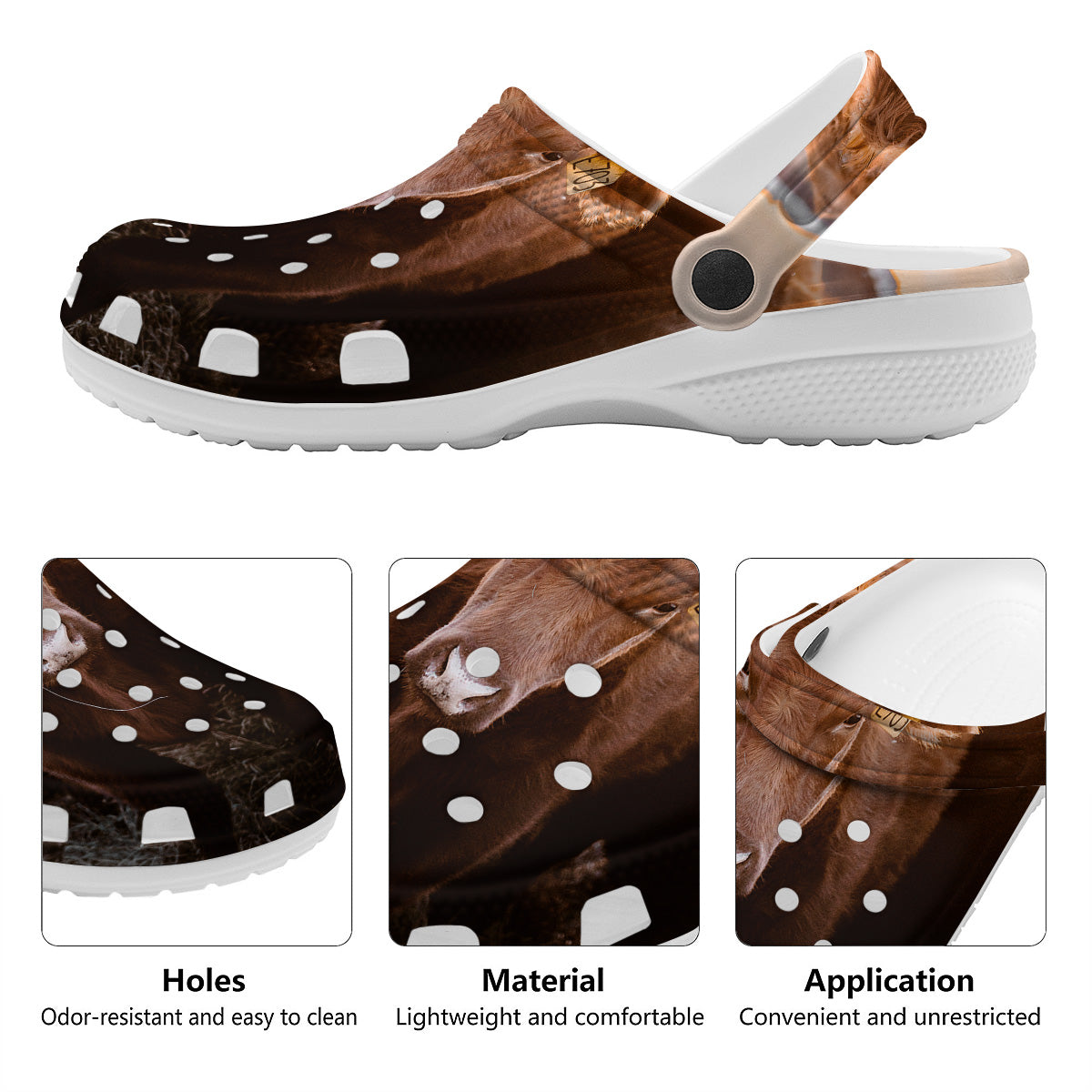 Cow Brown Print Clog-grizzshop