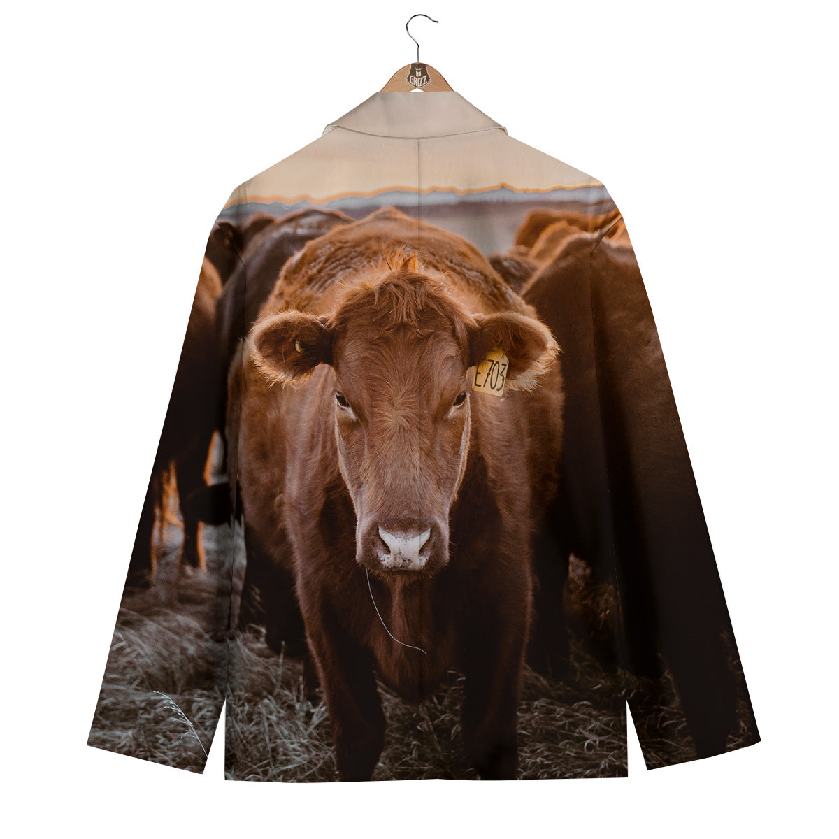 Cow Brown Print Men's Blazer-grizzshop