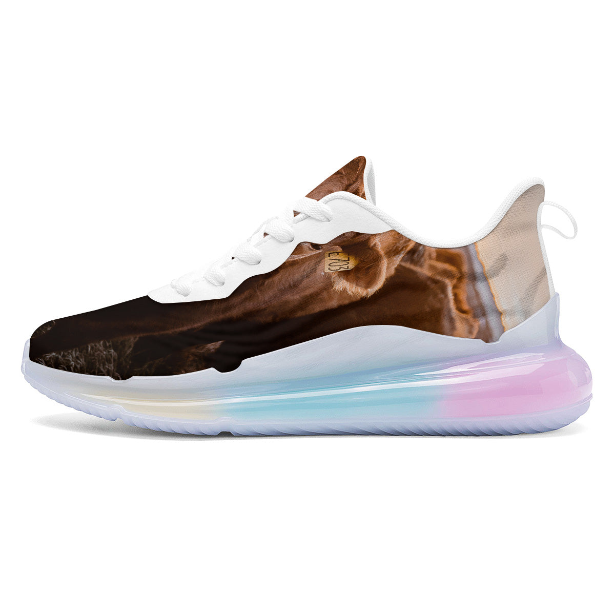 Cow Brown Print Running Sneakers-grizzshop