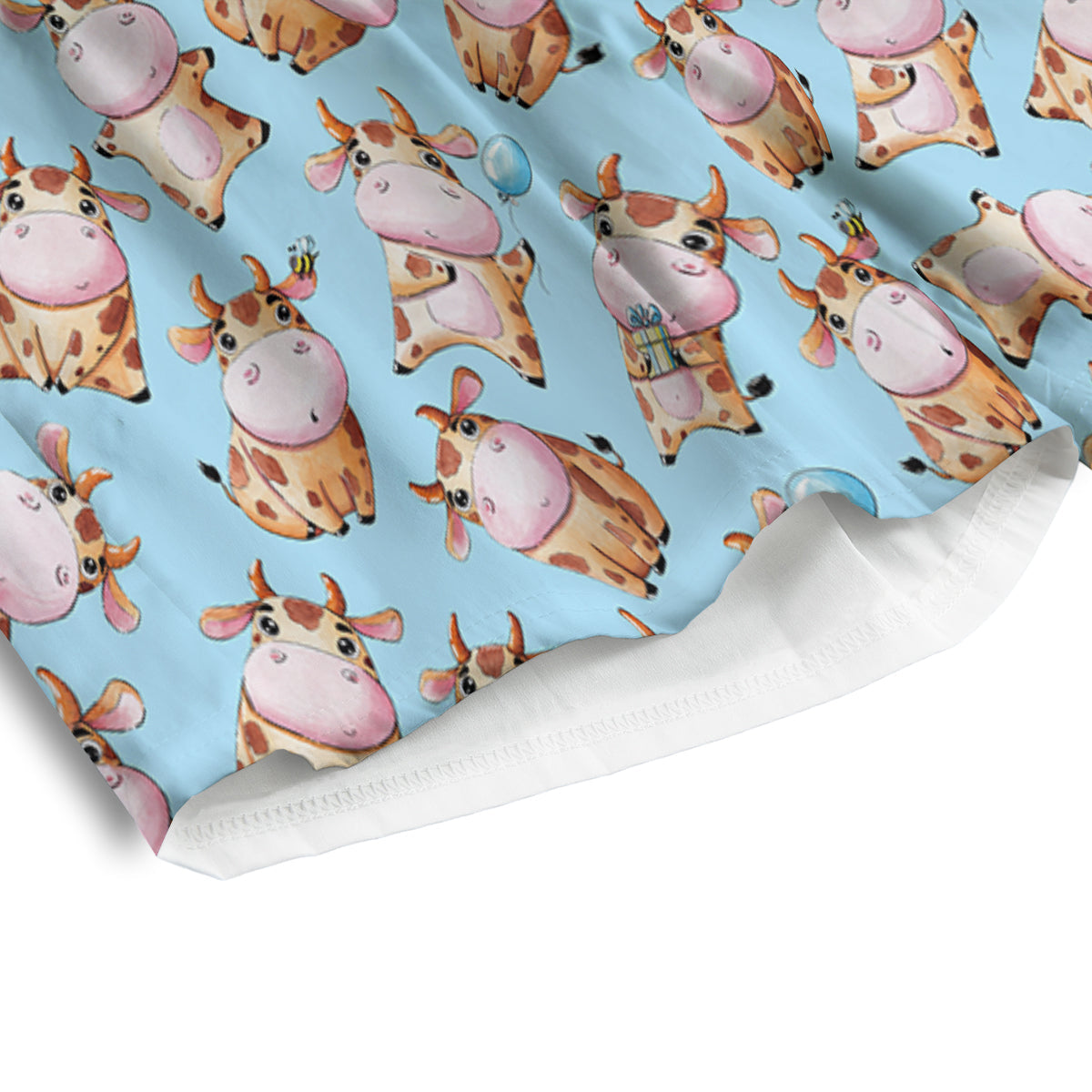 Cow Cartoon Watercolor Print Pattern Men's Athletic Shorts