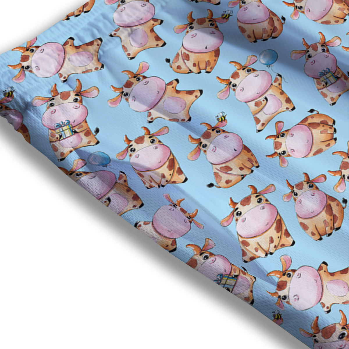 Cow Cartoon Watercolor Print Pattern Mesh Shorts