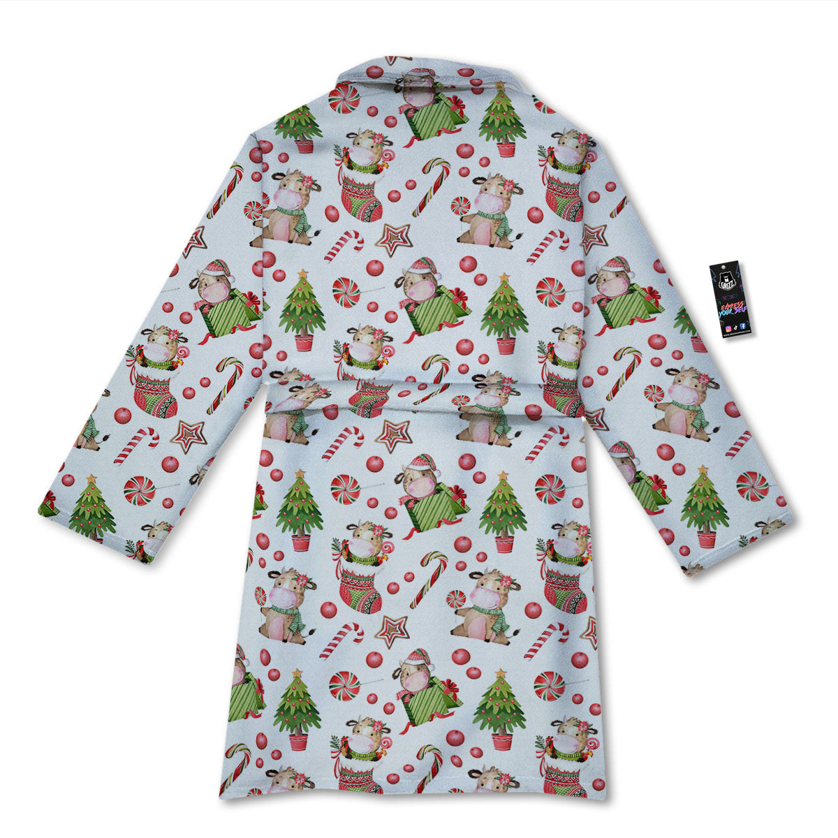 Cow Christmas Print Pattern Bathrobe-grizzshop