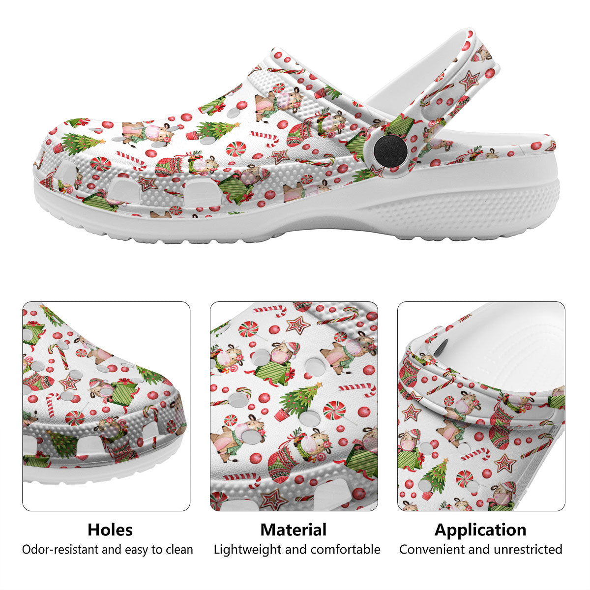 Cow Christmas Print Pattern Clog-grizzshop