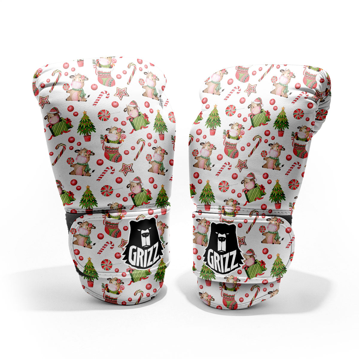 Cow Christmas Print Pattern Pro Boxing Glove