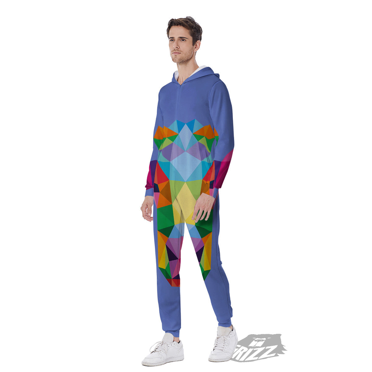 Cow Colorful Print Men's Jumpsuit-grizzshop