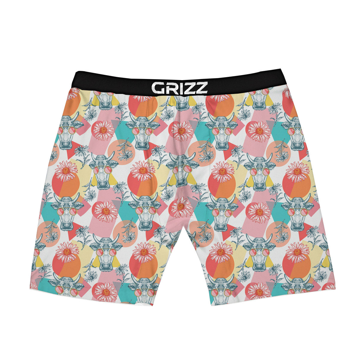 Cow Colorful Print Pattern Boxer Briefs-grizzshop