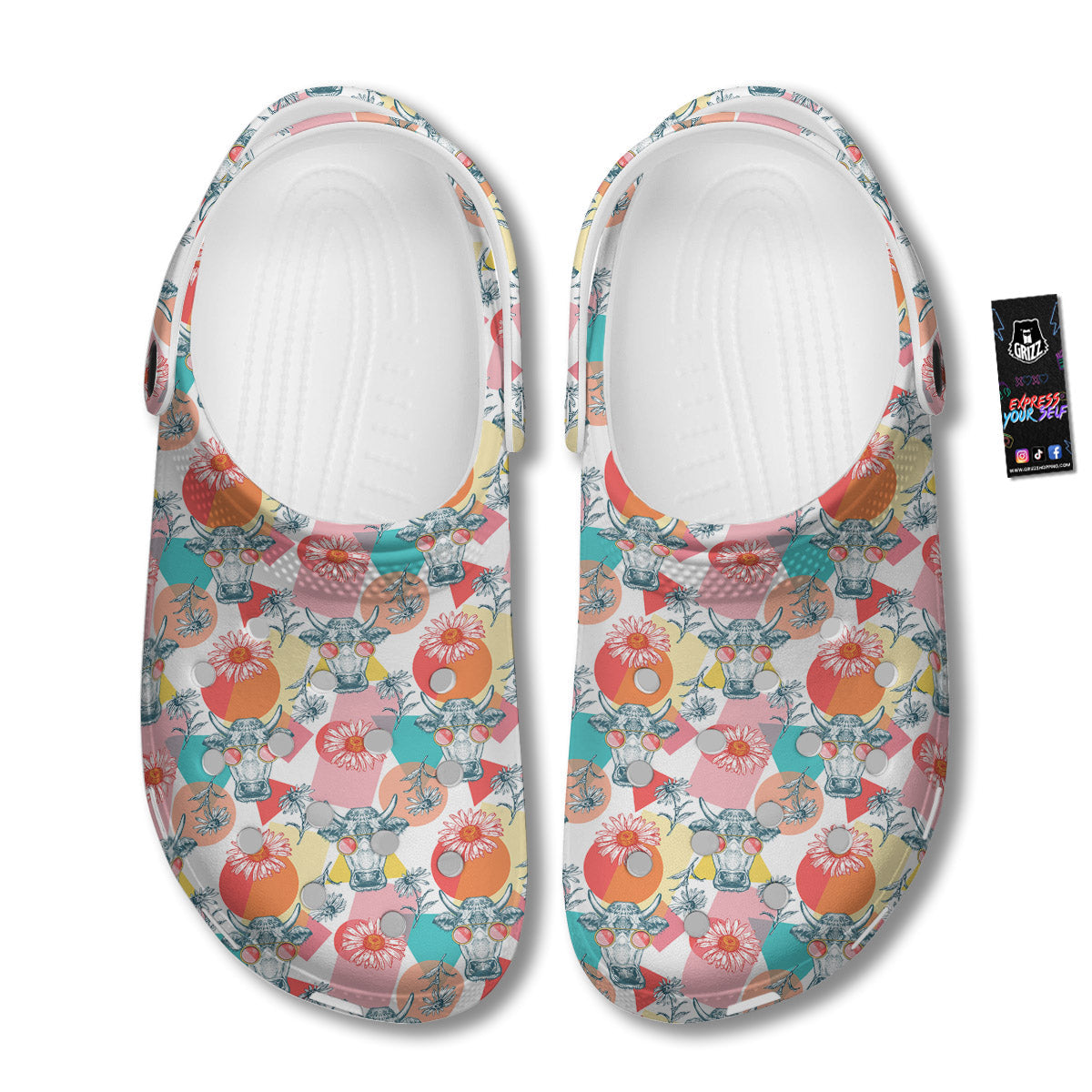 Cow Colorful Print Pattern Clog-grizzshop