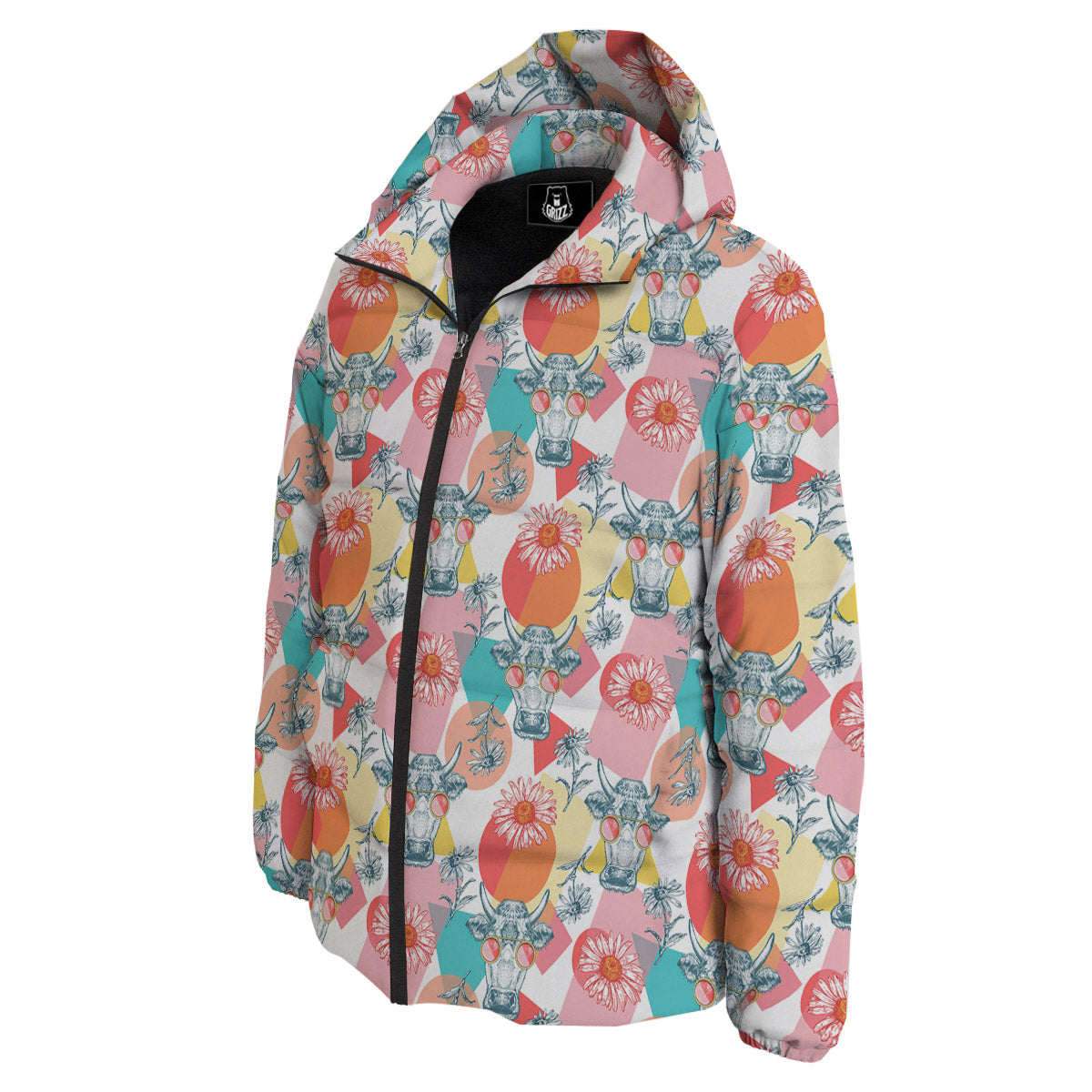 Cow Colorful Print Pattern Down Jacket-grizzshop