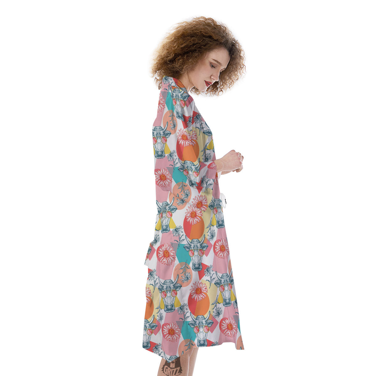 Cow Colorful Print Pattern Kimono-grizzshop