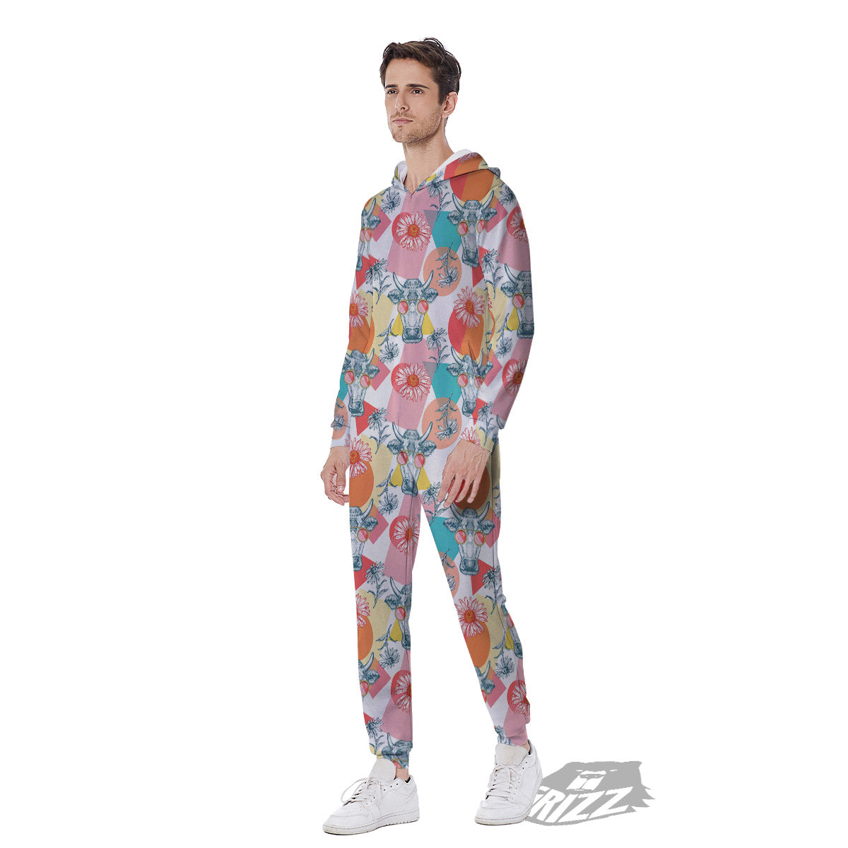 Cow Colorful Print Pattern Men's Jumpsuit-grizzshop