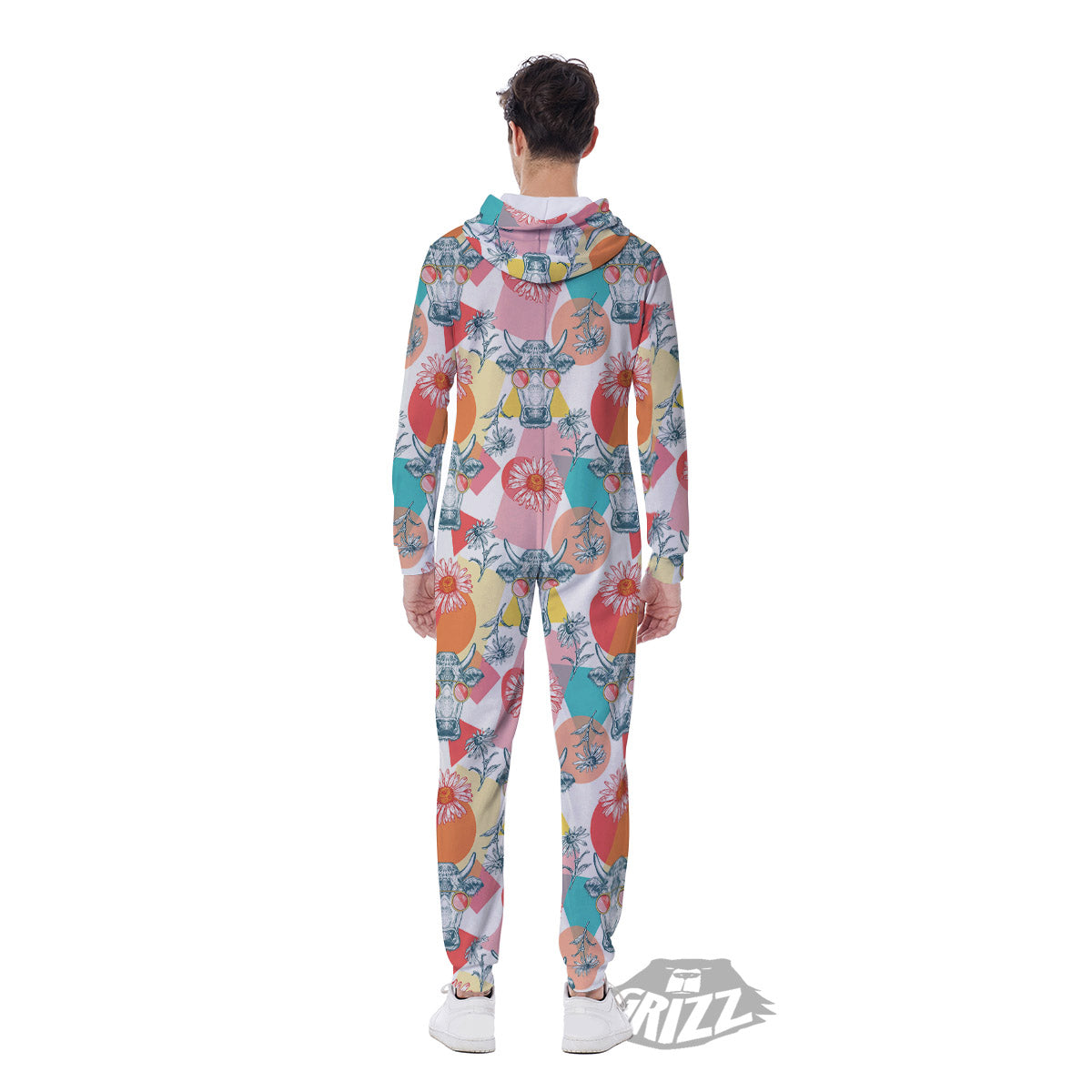 Cow Colorful Print Pattern Men's Jumpsuit-grizzshop
