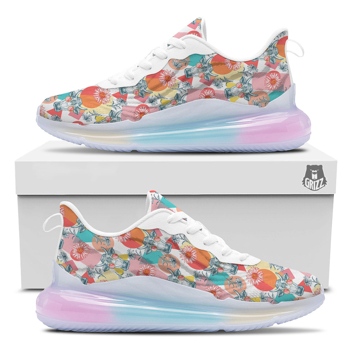 Cow Colorful Print Pattern Running Sneakers-grizzshop
