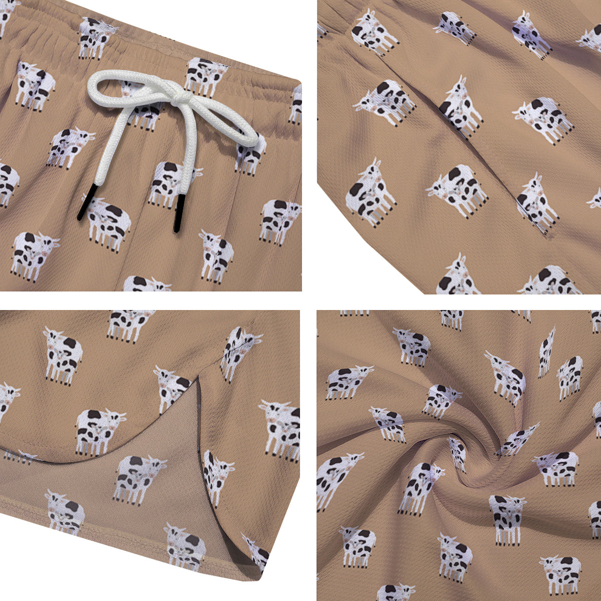 Cow Cute And Baby Cow Print Pattern Men's Running Shorts-grizzshop