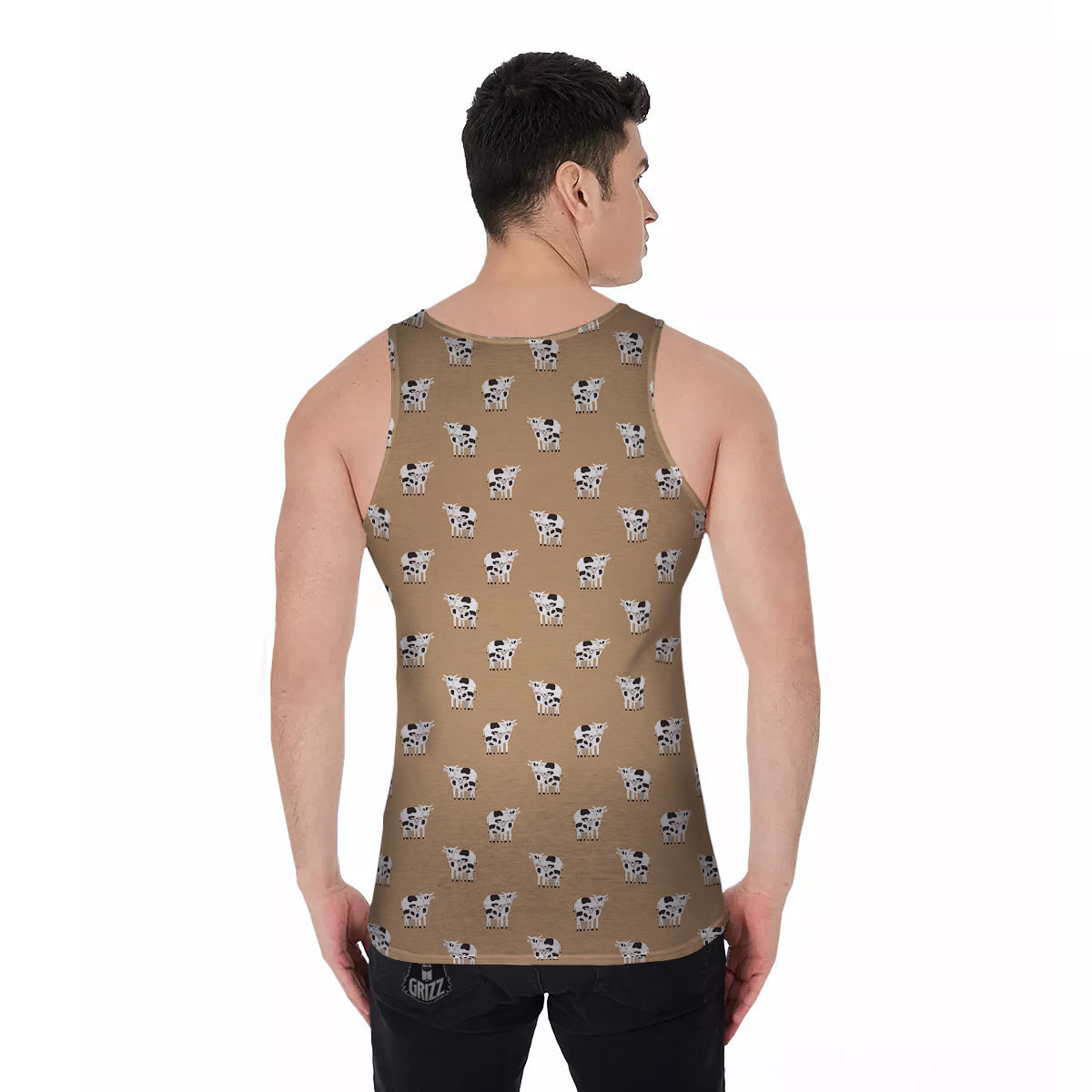 Cow Cute And Baby Cow Print Pattern Men's Tank Top-grizzshop