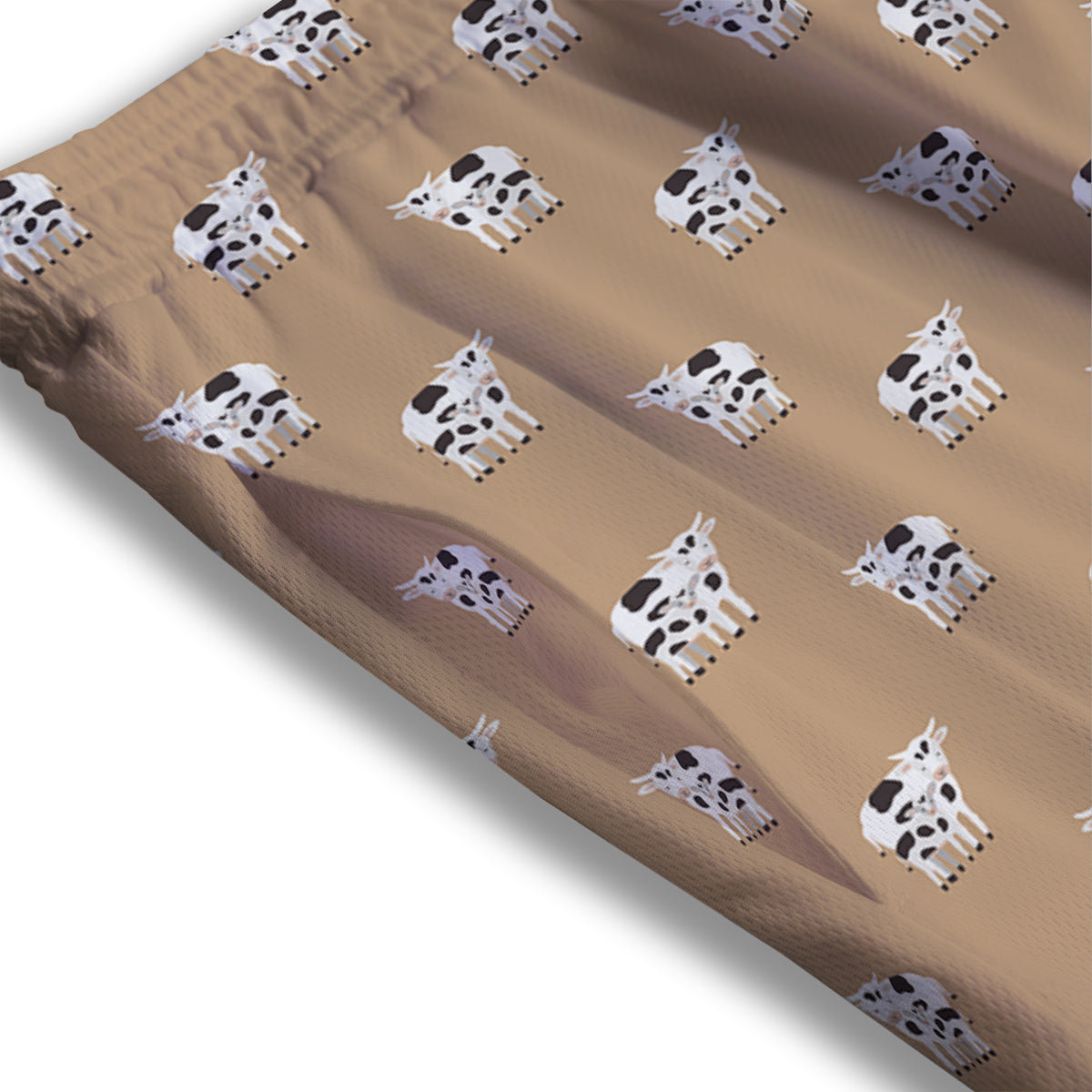 Cow Cute And Baby Cow Print Pattern Mesh Shorts