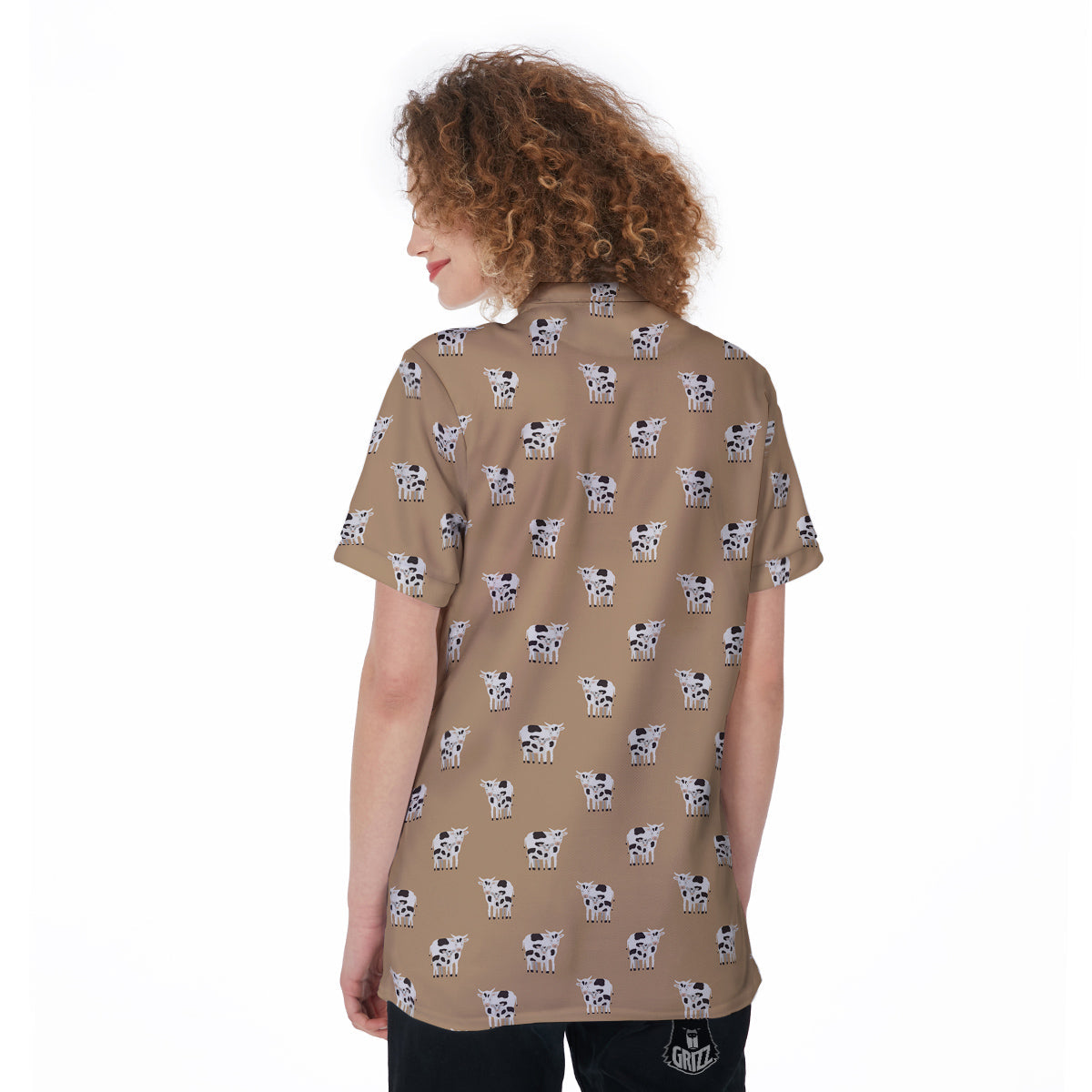 Cow Cute And Baby Cow Print Pattern Women's Golf Shirts-grizzshop