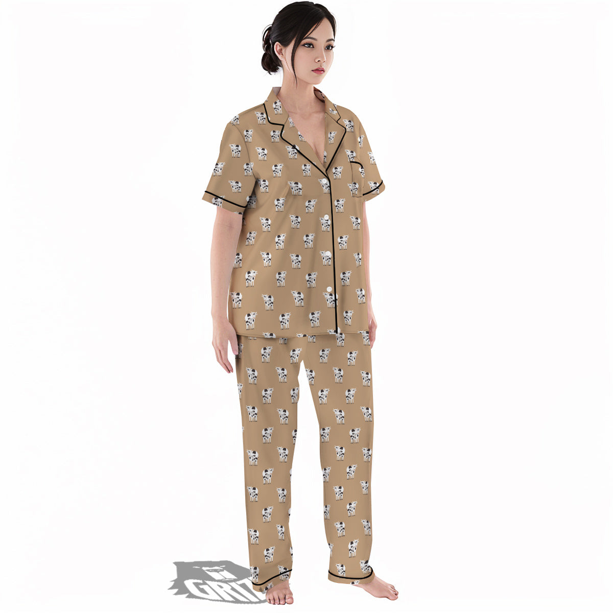 Cow Cute And Baby Cow Print Pattern Women's Pajamas Set-grizzshop