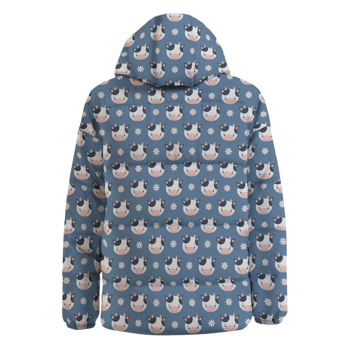 Cow Cute And Daisy Flower Print Pattern Down Jacket-grizzshop