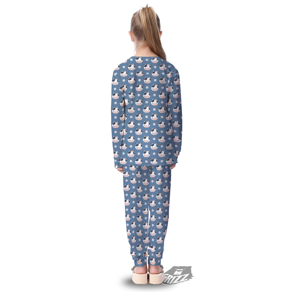 Cow Cute And Daisy Flower Print Pattern Kid's Pajamas-grizzshop