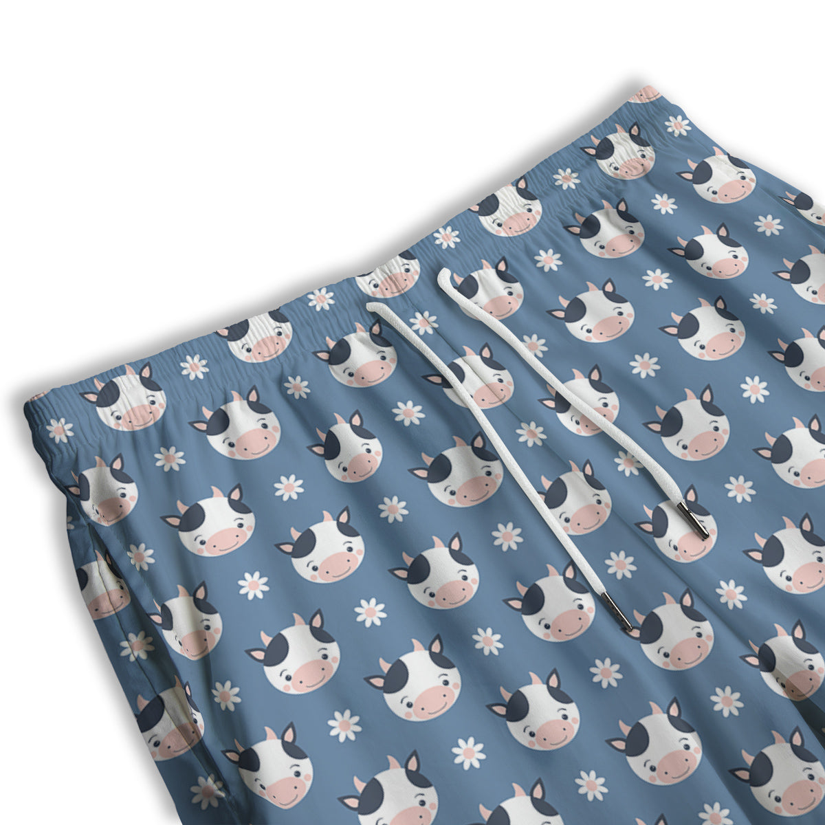 Cow Cute And Daisy Flower Print Pattern Men's Athletic Shorts-grizzshop