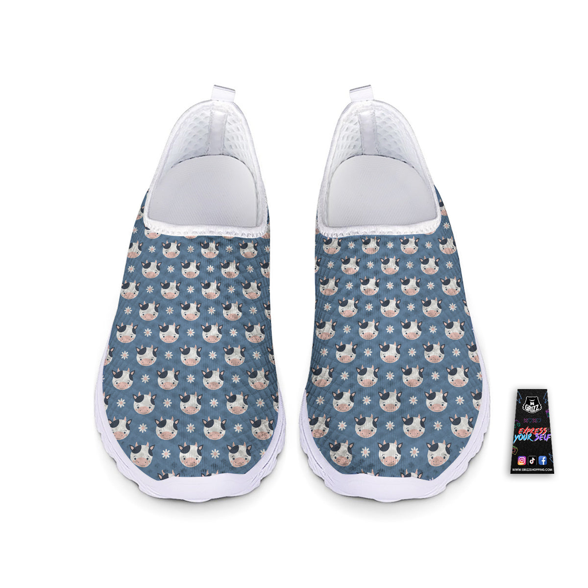 Cow Cute And Daisy Flower Print Pattern Nurse Shoes-grizzshop