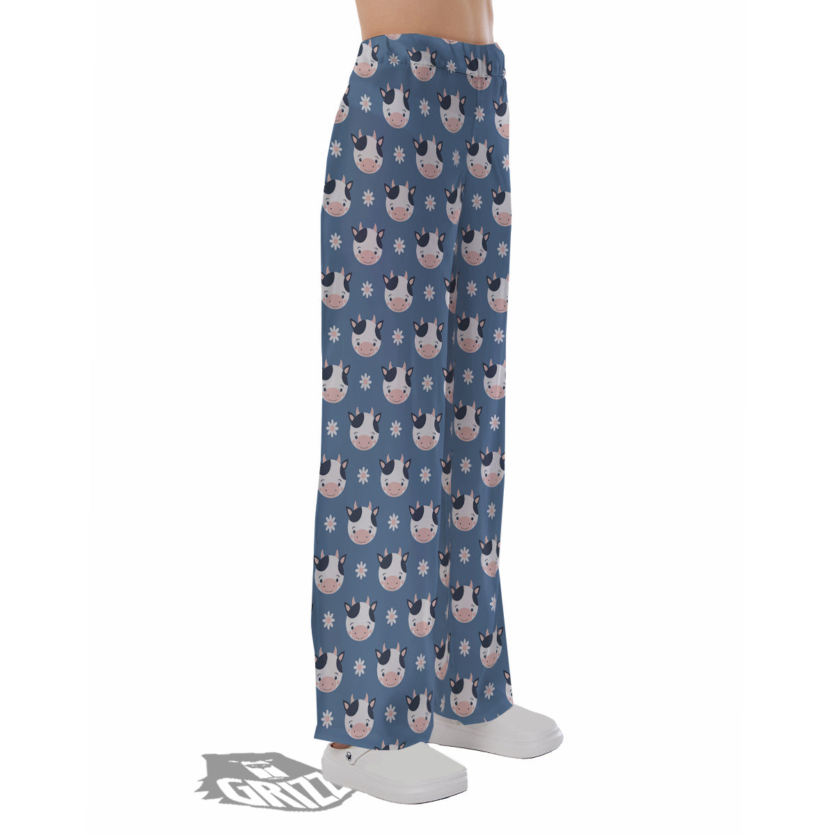 Cow Cute And Daisy Flower Print Pattern Pajama Pants-grizzshop