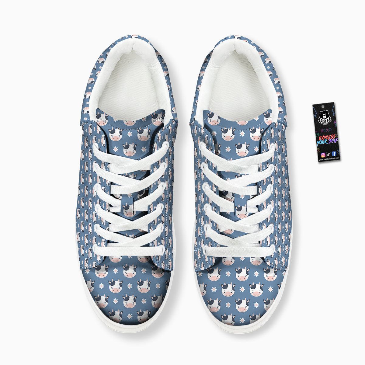 Cow Cute And Daisy Flower Print Pattern Platform Shoes-grizzshop