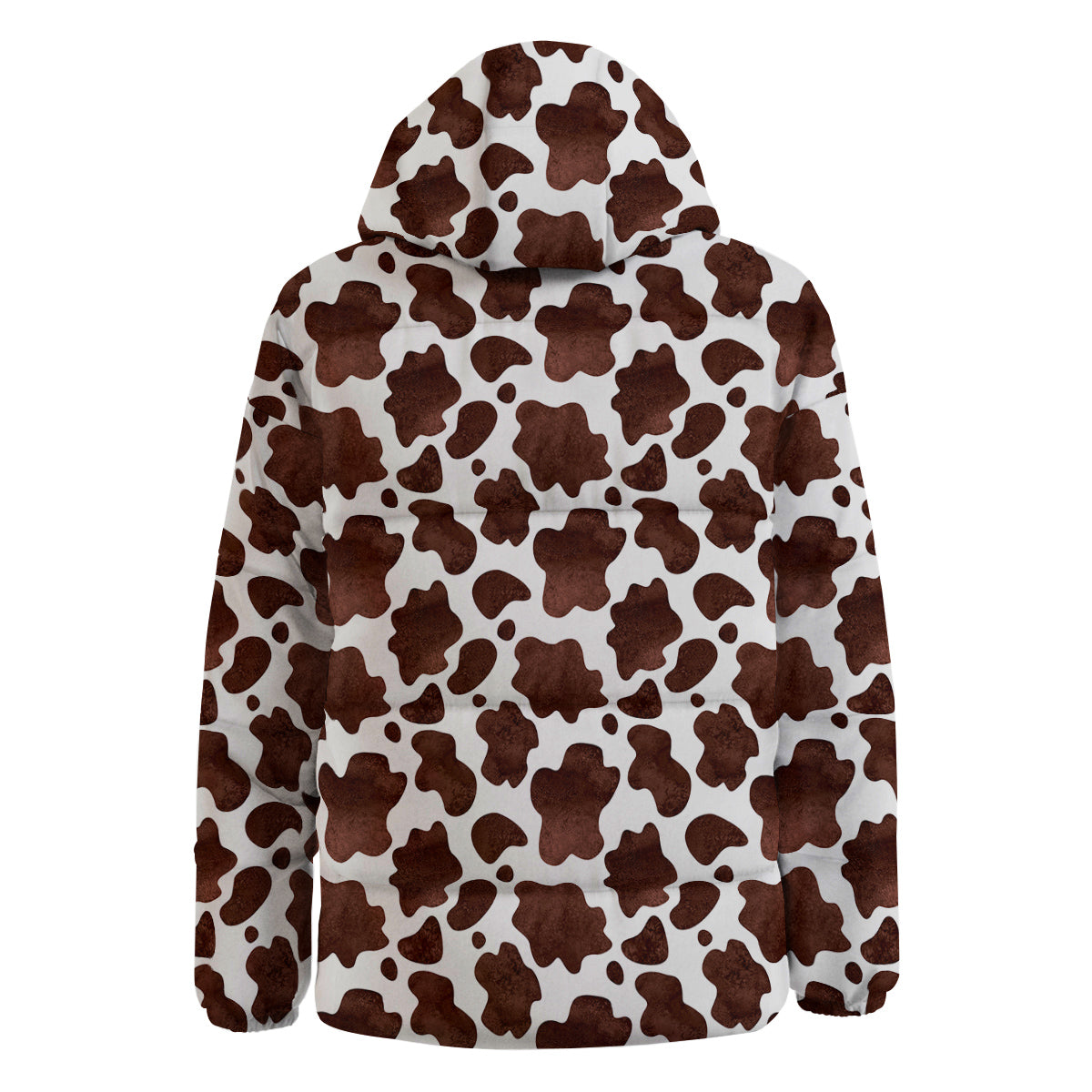 Cow Dark Brown Print Down Jacket-grizzshop