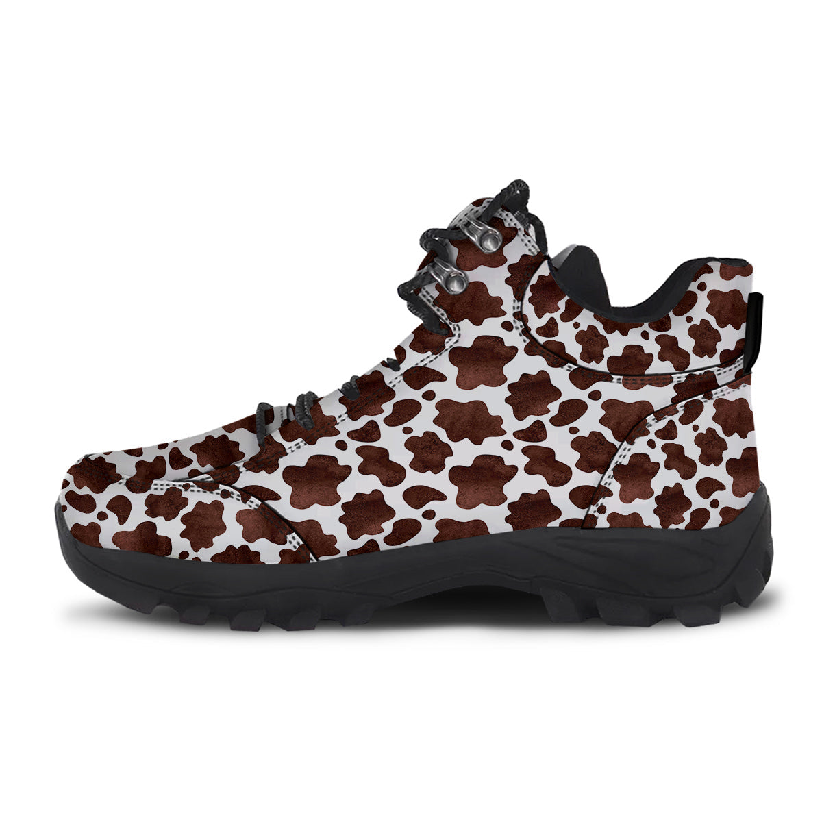 Cow Dark Brown Print Hiking Shoes-grizzshop