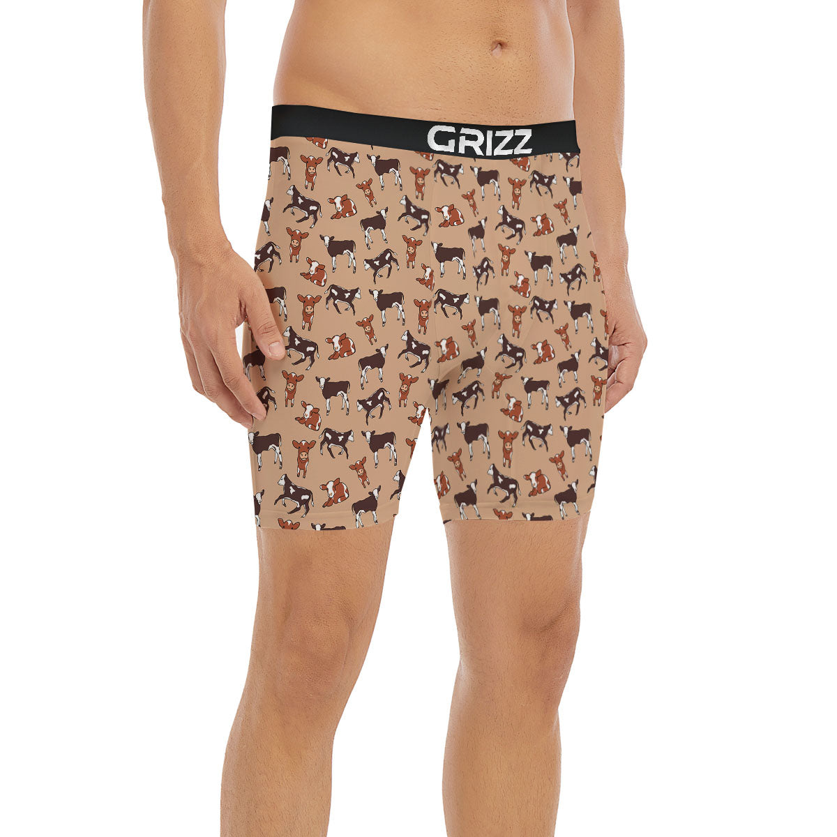 Cow Doodle Print Pattern Boxer Briefs-grizzshop
