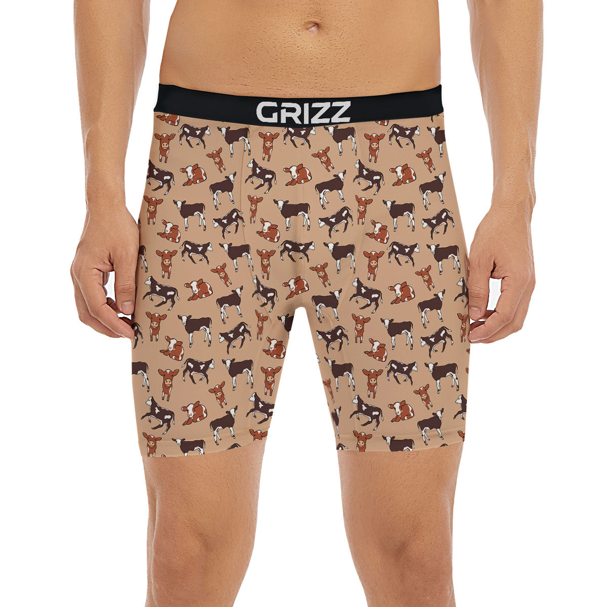 Cow Doodle Print Pattern Boxer Briefs-grizzshop