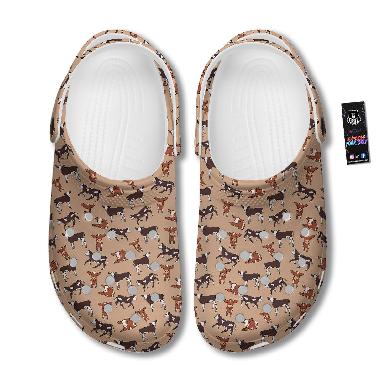 Cow Doodle Print Pattern Clog-grizzshop