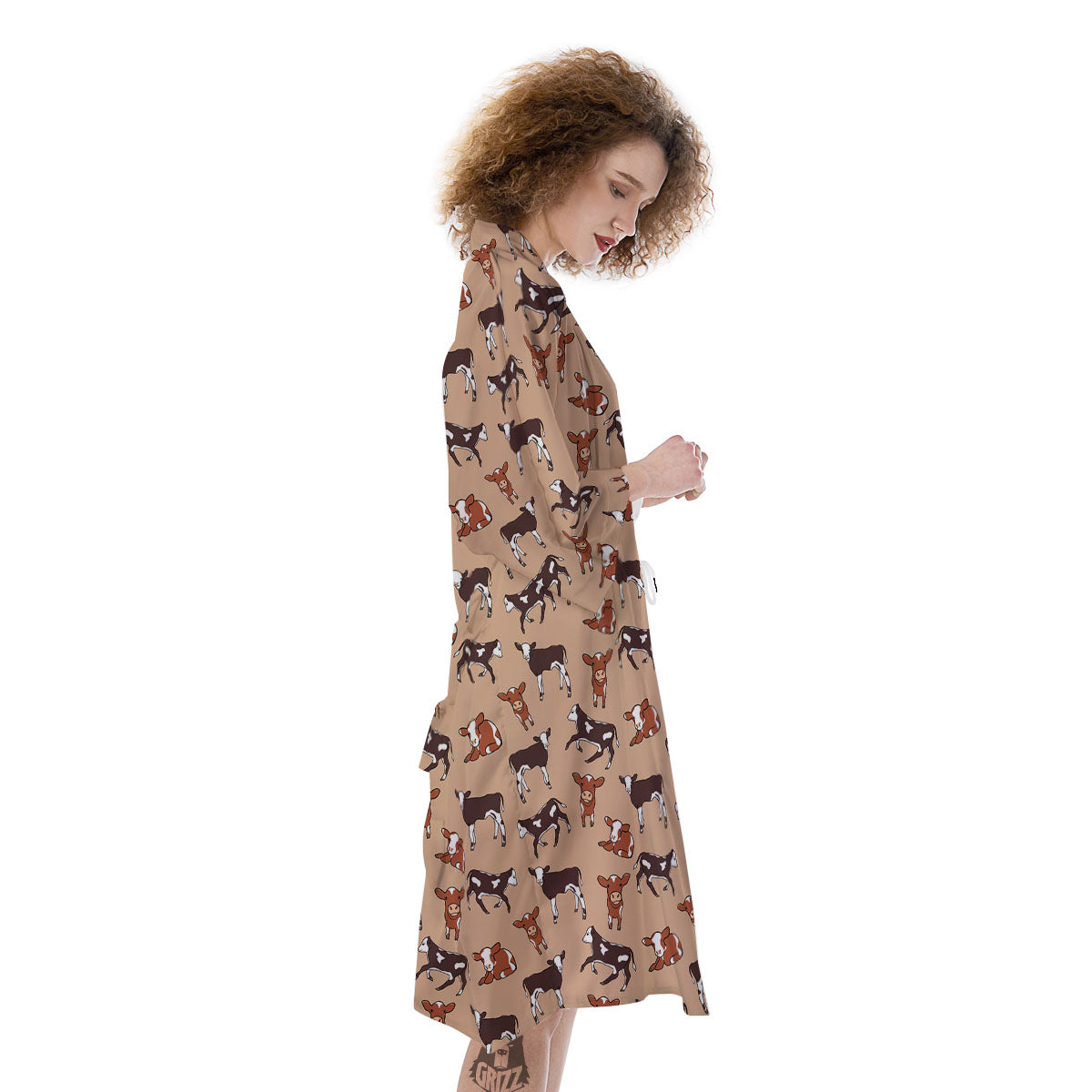 Cow Doodle Print Pattern Kimono-grizzshop