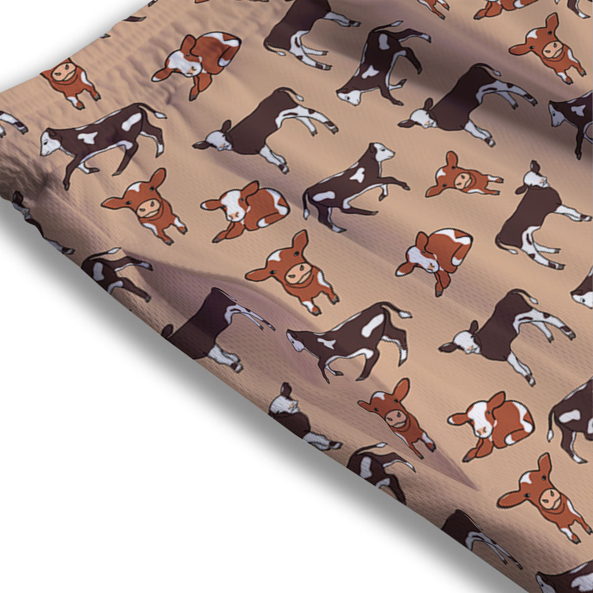 Cow Doodle Print Pattern Mesh Shorts