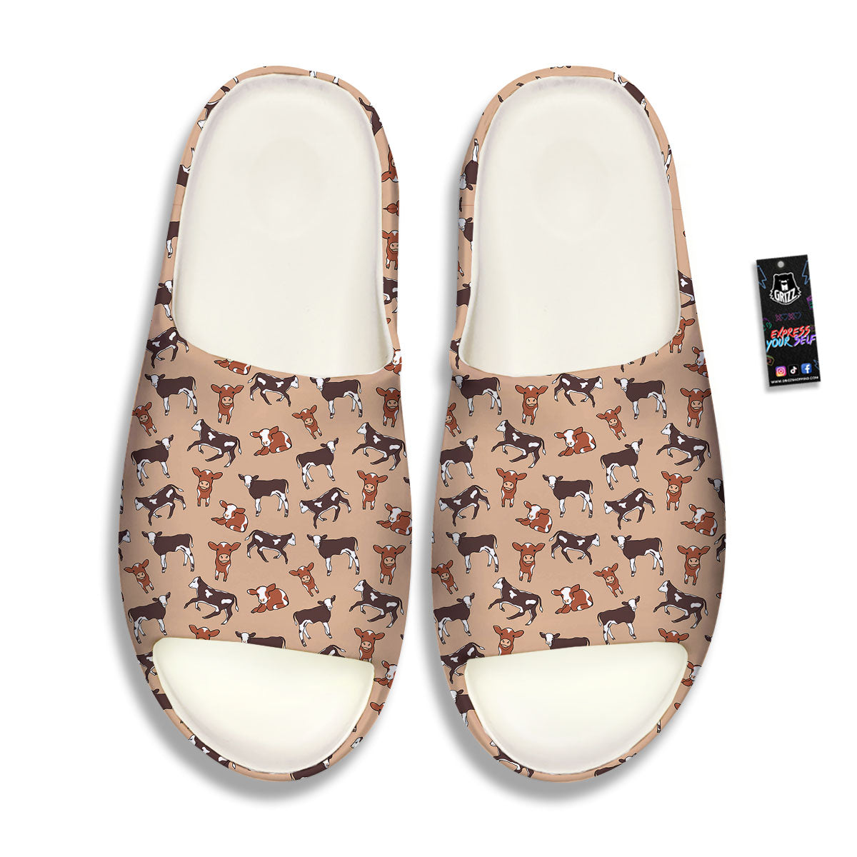 Cow Doodle Print Pattern Sandals-grizzshop