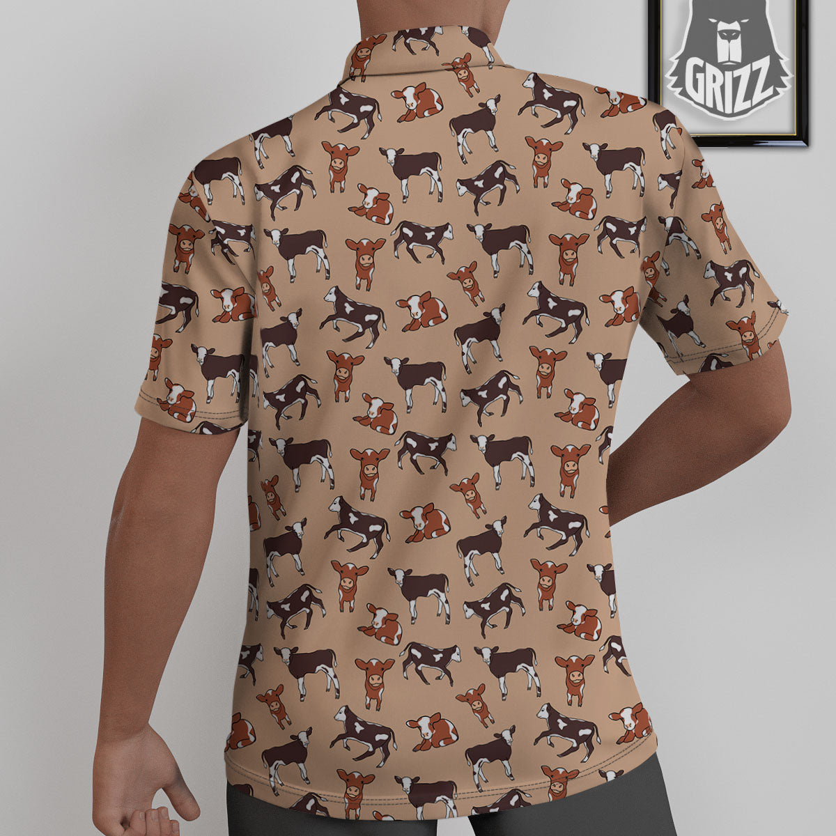 Cow Doodle Print Pattern Untucked Shirts-grizzshop