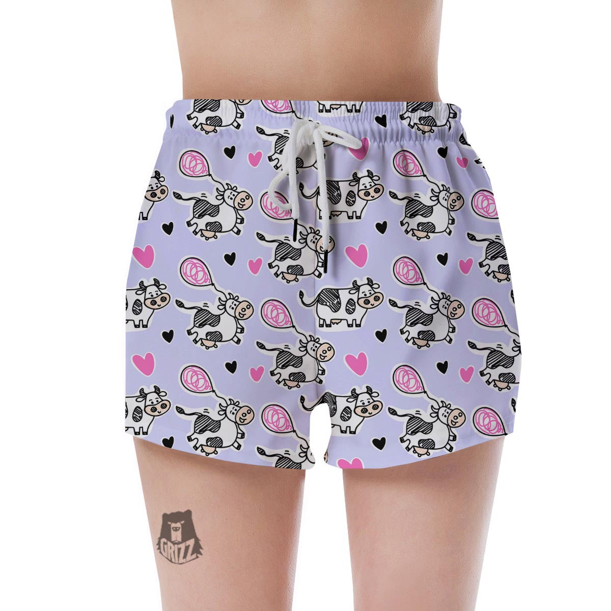 Cow Doodle Print Women's Shorts-grizzshop