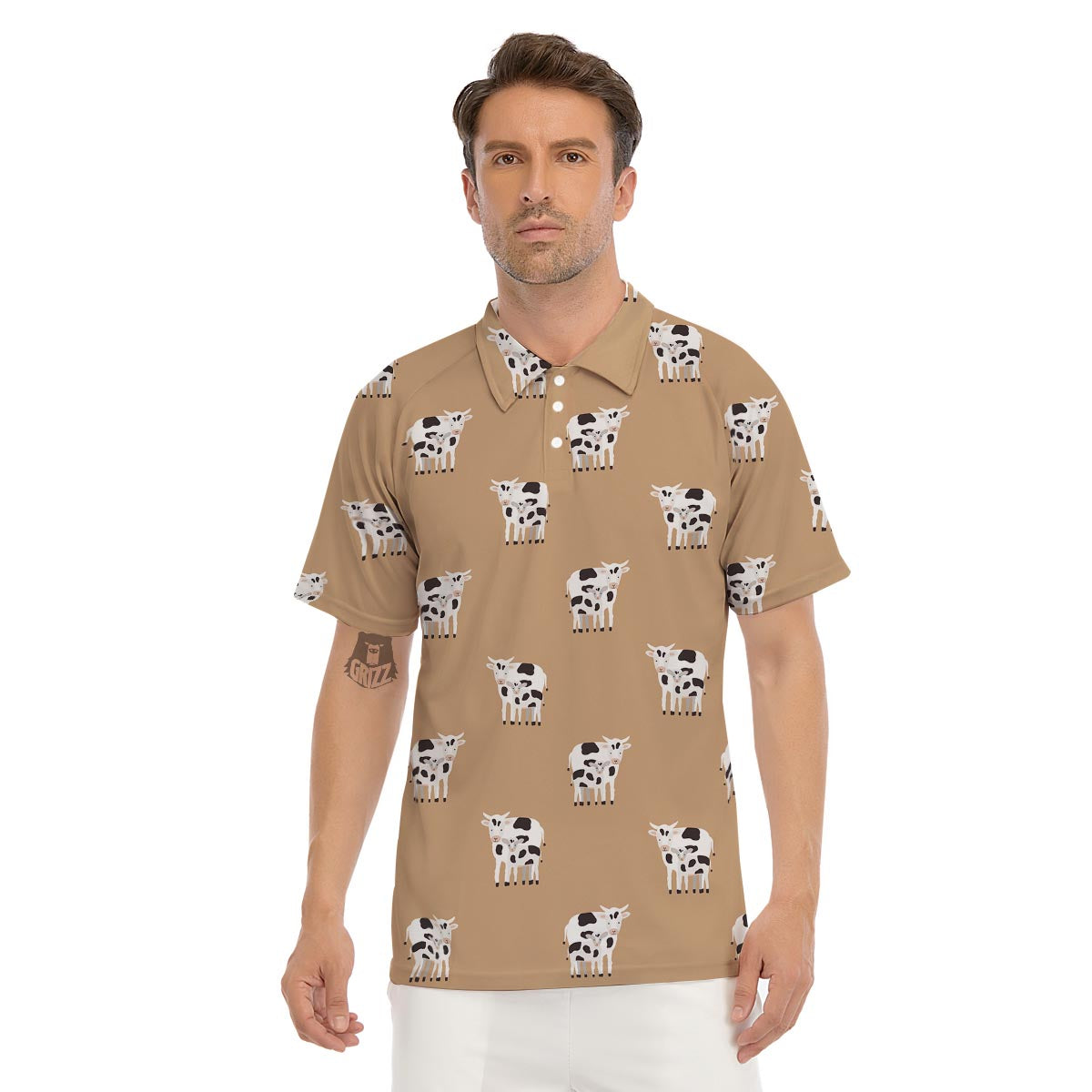 Cow Print Men's Golf Shirts main image 0